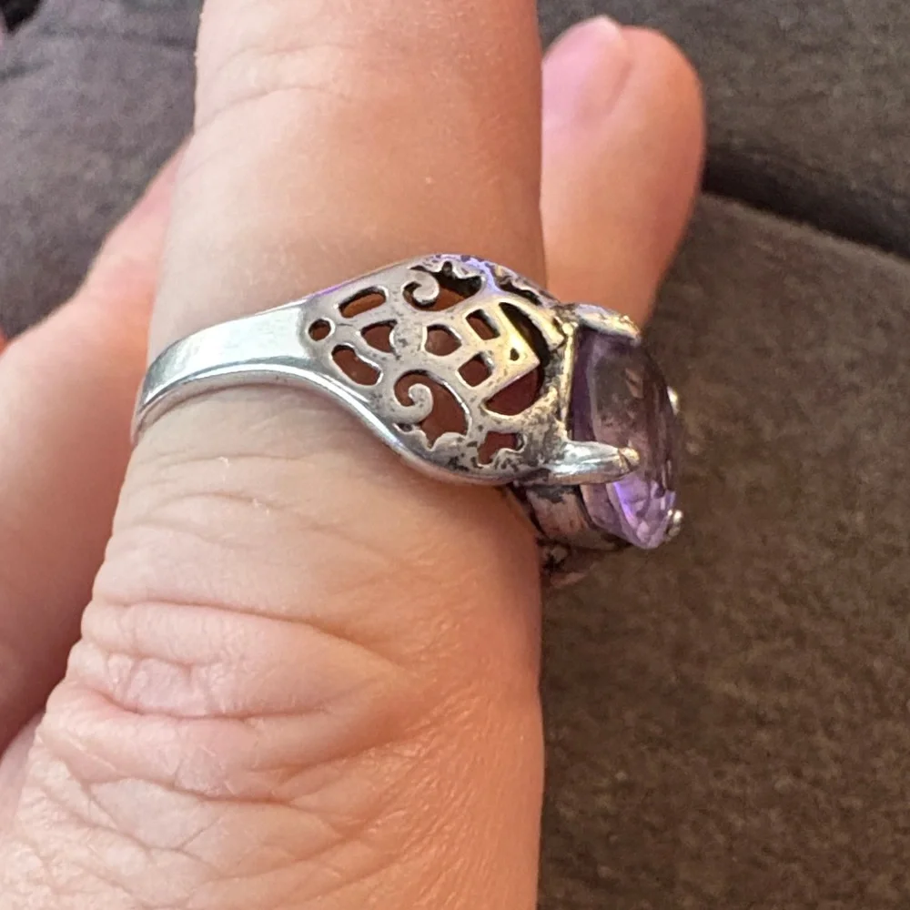 Elegant Amethyst Sterling Silver Women's Ring